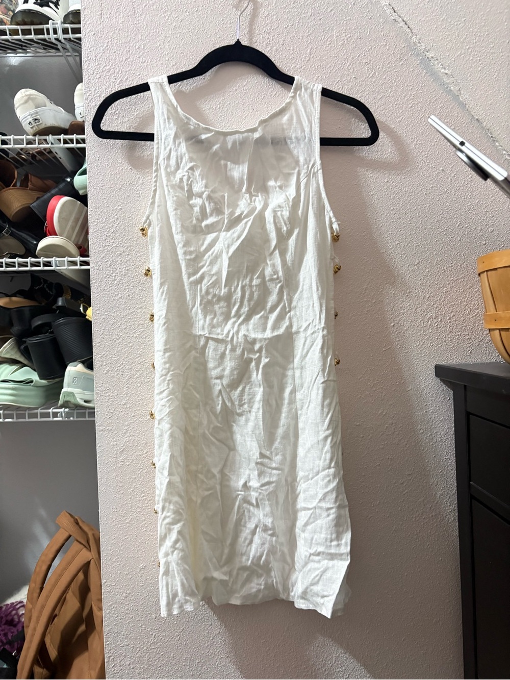 White Sleeveless Button-Detail Tunic Top